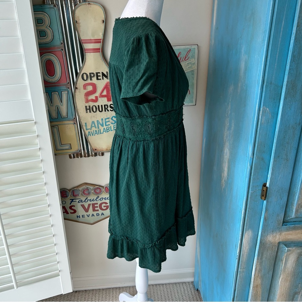 Altar'd State Forest Green Textured Ruffle Wrap Dress - Picture 2 of 14